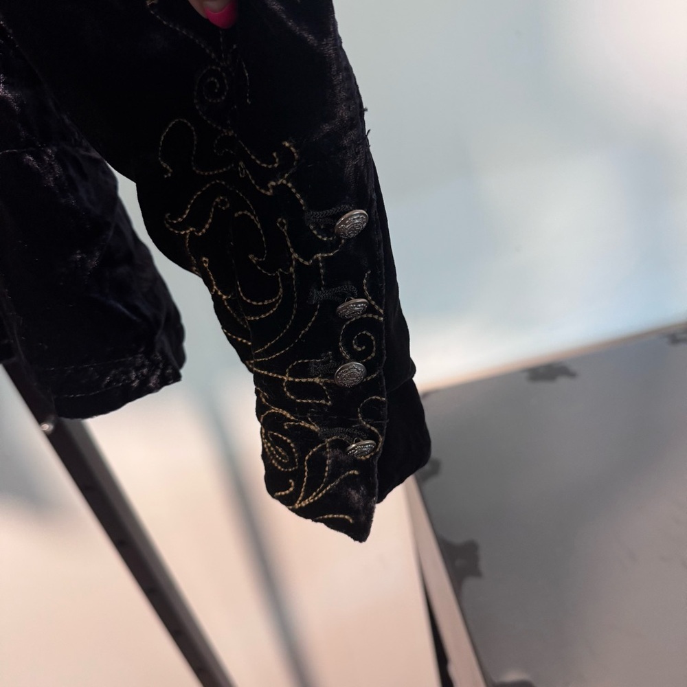 Johnny Was Black Velvet women’s jacket with Pink Floral embroidered Boho - Picture 5 of 10